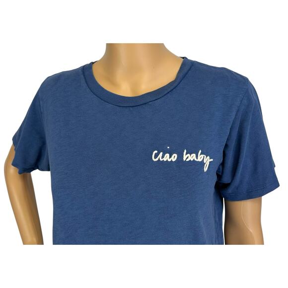 2/$30 J. Crew "Ciao Baby" Short Sleeve Cotton T-Shirt Blue AG839 Size M - Picture 9 of 13
